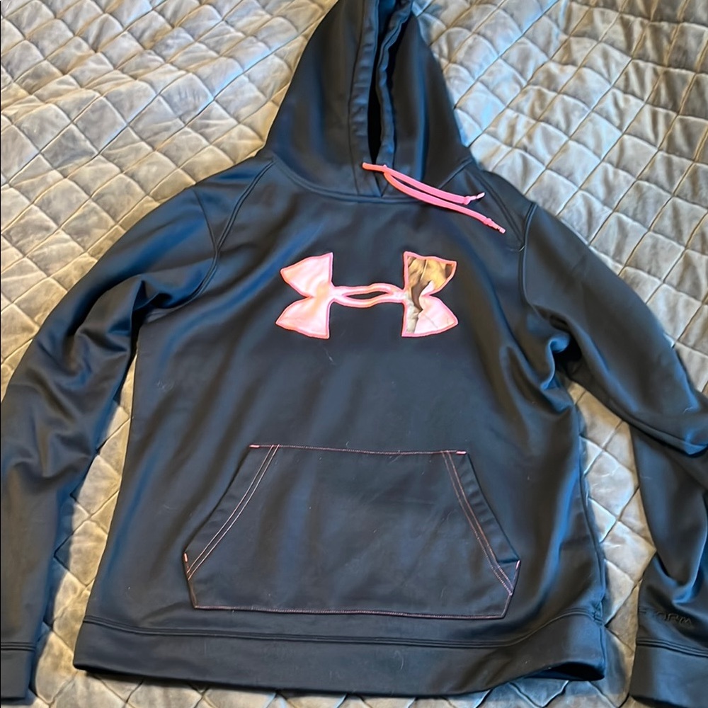 Under Armour Black Hoodie With Pink Camo Logo